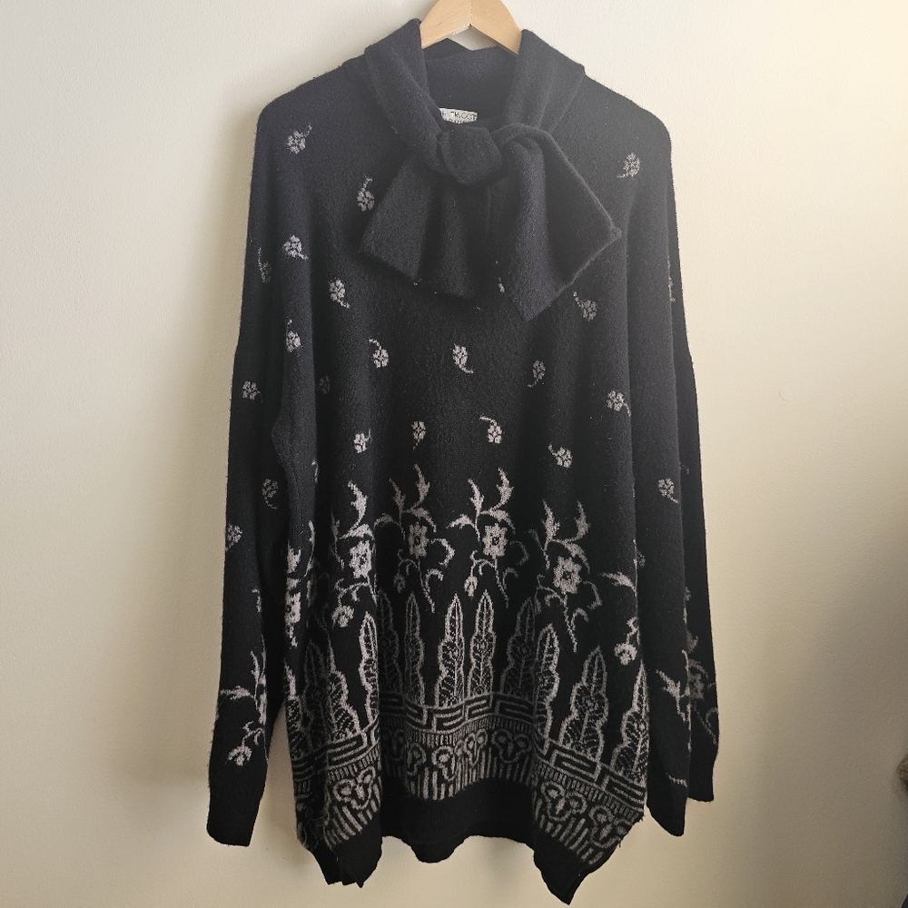 Rare Vintage 90s Joseph Tricot Floral 100% Scottish Cashmere Oversized Sweater